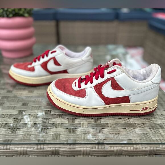 Nike Shoes - VINTAGE Nike Airforce 1 Low Premium Varsity Red / White Suede Women's 6.5